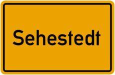 gelbes Ortschild Sehestedt