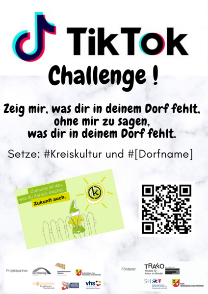 Aufruf zur Teilnahme an TikTokchallenge mit QR Code